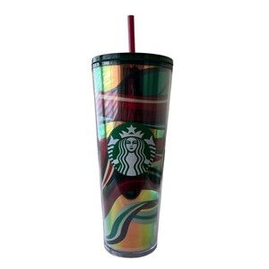 Starbucks 2021 Winter Holiday Multi-Color Swirl 24oz Cold Cup Tumbler New